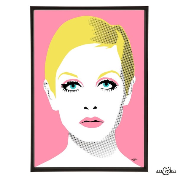 Twiggy illustration inspired by iconic 1960s fashion models, part of the 1960s models collection of pop art prints