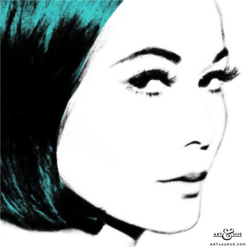 Nancy Bob Pop art print of 60s icon Nancy Kwan with her Vidal Sassoon bob cut, part of Art & Hues stylish Nancy Kwan pop art collection. image 2