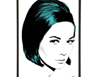 Nancy Kwan - Pop art print of 60s icon Nancy Kwan with her Vidal Sassoon bob cut, part of Art & Hue’s stylish Nancy Kwan pop art collection.