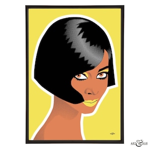 Donyale Luna Illustration inspiriert von ikonischen 1960er Jahre Models, Teil der 1960er Jahre Models Kollektion von Pop Art Prints