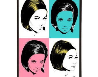 Kwan Quad - Pop art print of 60s icon Nancy Kwan with her Vidal Sassoon bob cut, part of Art & Hue’s stylish Nancy Kwan pop art collection.