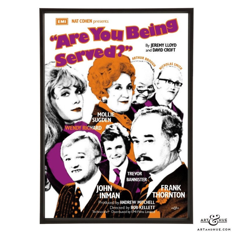Are You Being Served stylish pop art print with Grace Bros staff John Inman, Mollie Sugden, Frank Thornton, Wendy Richard, 70s Sitcoms image 6