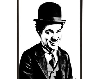 Chaplin pop art print, part of the Slapstick pop art collection by Art & Hue, in 3 sizes and 18 colours.