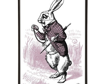 White Rabbit pop art print, part of the “Alice” pop art collection by Art & Hue featuring John Tenniel's iconic illustrations