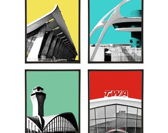 Retro Jet Set Air Travel Airport Group of Graphic Pop Art Prints