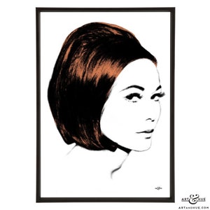 Nancy Bob Pop art print of 60s icon Nancy Kwan with her Vidal Sassoon bob cut, part of Art & Hues stylish Nancy Kwan pop art collection. image 5