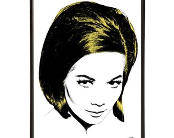 Kwan Cut - Pop art print of 60s icon Nancy Kwan with her Vidal Sassoon bob cut, part of Art & Hue’s stylish Nancy Kwan pop art collection.