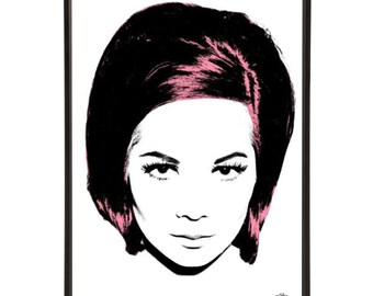Nancy - Pop art print of 60s icon Nancy Kwan with her Vidal Sassoon bob cut, part of Art & Hue’s stylish Nancy Kwan pop art collection.
