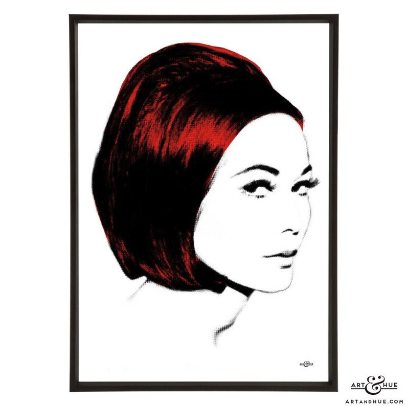 Nancy Bob Pop art print of 60s icon Nancy Kwan with her Vidal Sassoon bob cut, part of Art & Hues stylish Nancy Kwan pop art collection. image 4