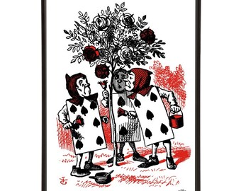 Rose Tree Playing Cards pop art print, part of the “Alice” pop art collection by Art & Hue featuring John Tenniel's iconic illustrations