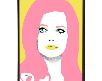 Veruschka illustration inspired by iconic 1960s fashion models, part of the 1960s models collection of pop art prints