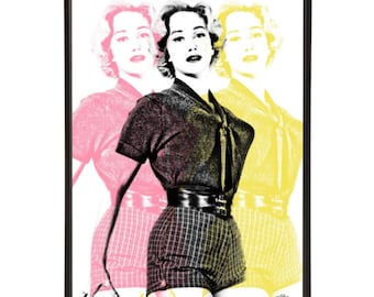 Triple Liz Fraser pop art print of the British Blonde Bombshell actress, in 3 sizes and many colour options.