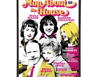 Man About The House stylish pop art print with Richard O’Sullivan, Paula Wilcox, Sally Thomsett, Brian Murphy, & Yootha Joyce – 70s Sitcoms