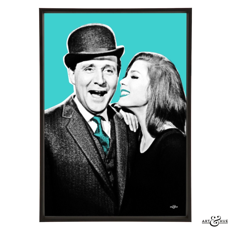 John Steed and Mrs Peel: Art & Hue presents The Avengers graphic pop art inspired by the cult British 1960s TV show gallery wall art prints image 1