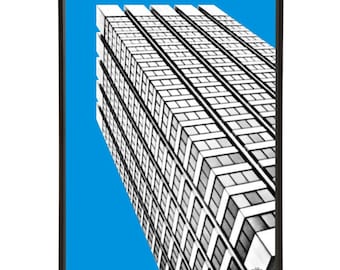 South Bank London Studios Kent House Tower stylish pop art print, part of the Studios pop art range by Art & Hue, in 3 sizes and 18 colours.