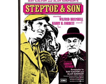 Steptoe and Son pop art print with Harry H. Corbett and Wilfrid Brambell, 70s Sitcoms pop art range by Art & Hue, in 3 sizes and 28 colours.