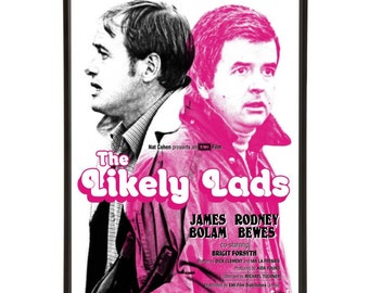 The Likely Lads pop art print with James Bolam and Rodney Bewes, part of the Sitcoms pop art range by Art & Hue, in 3 sizes and 28 colours.