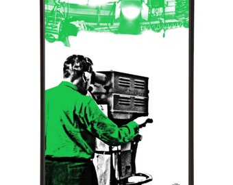 Cameraman 2 pop art print, part of the Studios pop art collection by Art & Hue, in 3 sizes and 18 colours.