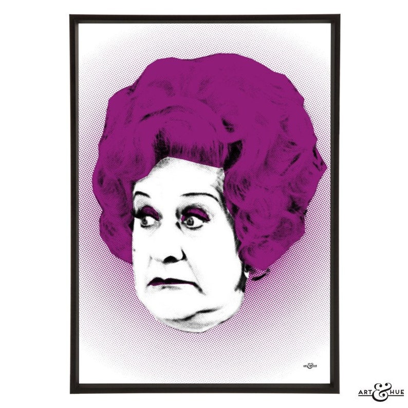 Mollie Sugden pop art print, part of the Funny Women pop art collection by Art & Hue, in 3 sizes and 18 colours. image 8