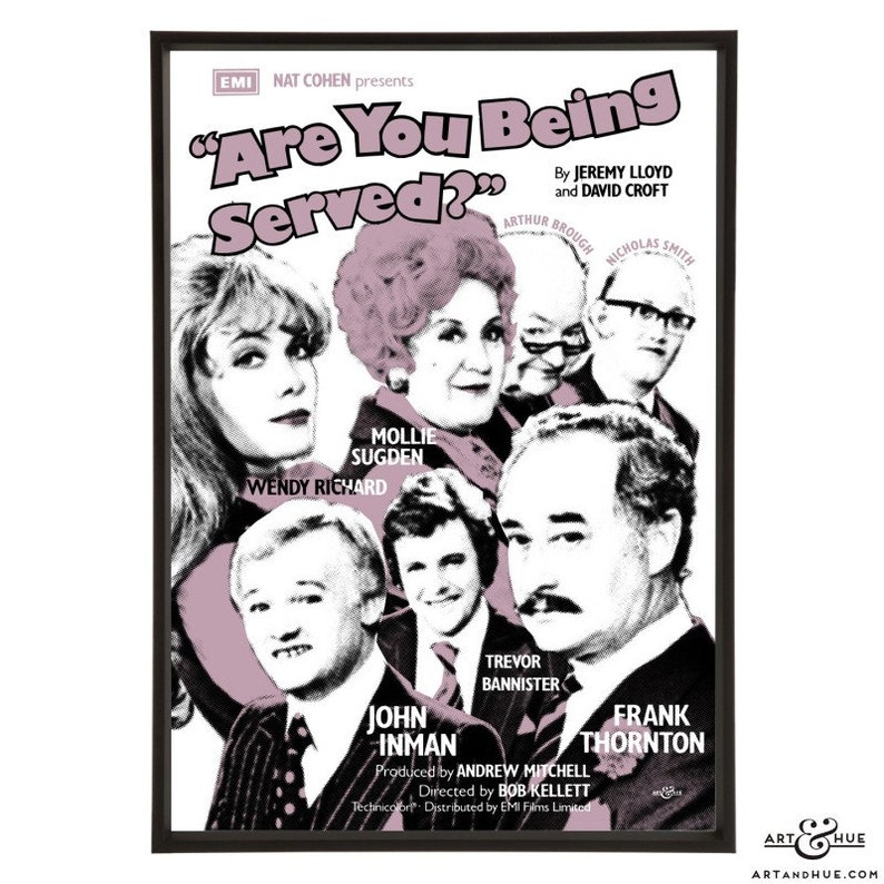Are You Being Served stylish pop art print with Grace Bros staff John Inman, Mollie Sugden, Frank Thornton, Wendy Richard, 70s Sitcoms image 8