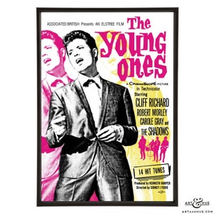 The Young Ones Pop Art Print by Art & Hue | Part of the Cliff Richard collection, in 3 sizes and 14 colour options, with or without text
