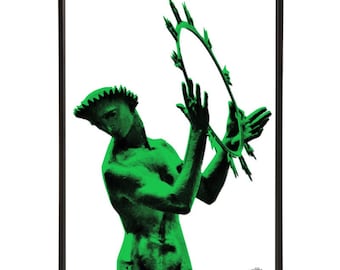 Helios Statue pop art print, part of the Studios pop art collection by Art & Hue, in 3 sizes and 18 colours.