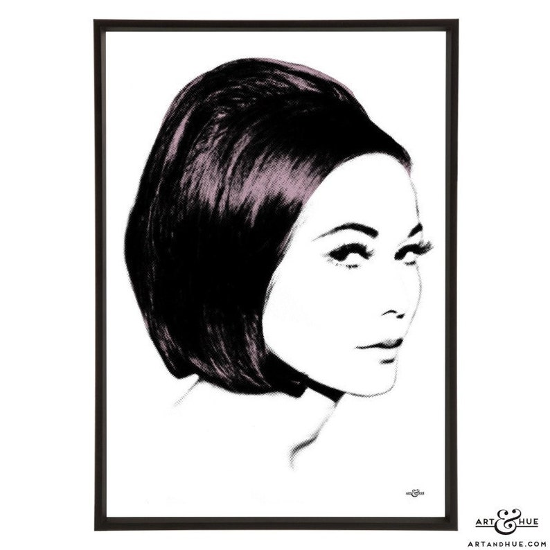 Nancy Bob Pop art print of 60s icon Nancy Kwan with her Vidal Sassoon bob cut, part of Art & Hues stylish Nancy Kwan pop art collection. image 7