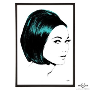 Nancy Bob Pop art print of 60s icon Nancy Kwan with her Vidal Sassoon bob cut, part of Art & Hues stylish Nancy Kwan pop art collection. image 1