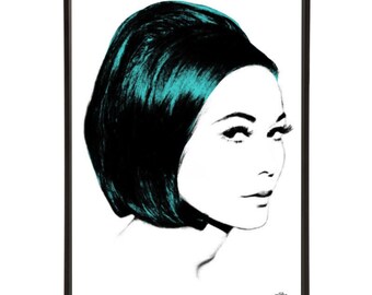 Nancy Bob - Pop art print of 60s icon Nancy Kwan with her Vidal Sassoon bob cut, part of Art & Hue’s stylish Nancy Kwan pop art collection.