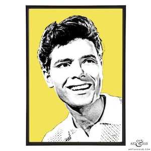 Cliff Richard pop art print, part of the pop art collection by Art & Hue inspired by the British music icon, in 3 sizes and 18 colours.
