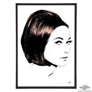 Nancy Bob Pop art print of 60s icon Nancy Kwan with her Vidal Sassoon bob cut, part of Art & Hues stylish Nancy Kwan pop art collection. image 6