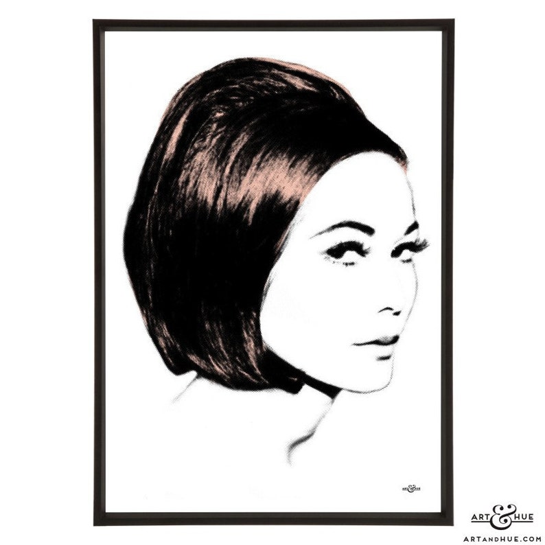 Nancy Bob Pop art print of 60s icon Nancy Kwan with her Vidal Sassoon bob cut, part of Art & Hues stylish Nancy Kwan pop art collection. image 6