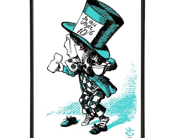 Mad Hatter pop art print, part of the “Alice” pop art collection by Art & Hue featuring John Tenniel's iconic illustrations