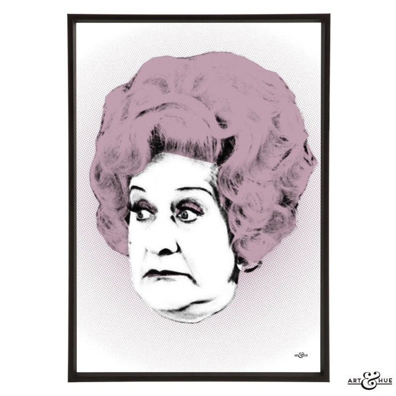 Mollie Sugden pop art print, part of the Funny Women pop art collection by Art & Hue, in 3 sizes and 18 colours. image 1