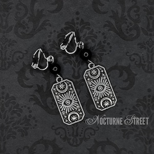 Wundergoth Ohrclips - Gothic Ohrclips, witchy Schmuck, wunderliche Ohrringe, himmlische Mond Ohrringe