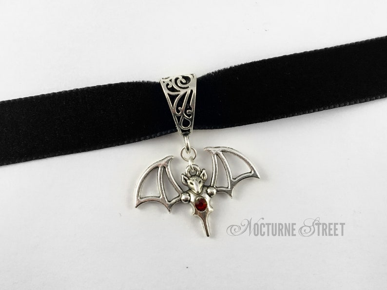 Black Velvet Choker with Bat Charm Bat Choker, Bat Jewelry, Goth Choker, Gothic Choker, Gothic Jewelry, Goth Jewelry, Gothic Jewellery image 2