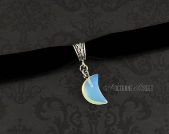 Opalitmånechoker - Kristallmånehalsband, Opalitchoker, Pastellgothisk choker, Opalithalsband