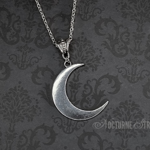 Gothic Crescent Moon Pendant - Silver Moon Necklace, Whimsigoth Jewelry, Celestial Necklace, Witchy Jewelry