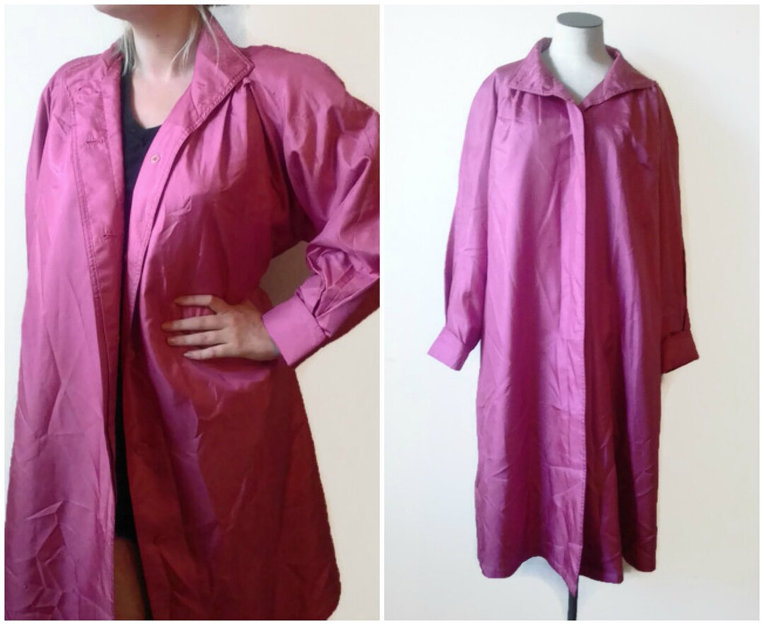 Vintage 80's Dusty Rose Pink Trench Coat Jacket Womens Etsy