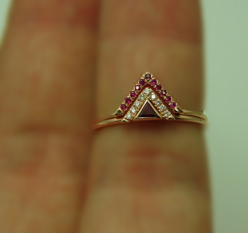 Ruby and Diamond Wedding Set Unique Wedding Set 14k Gold - Etsy