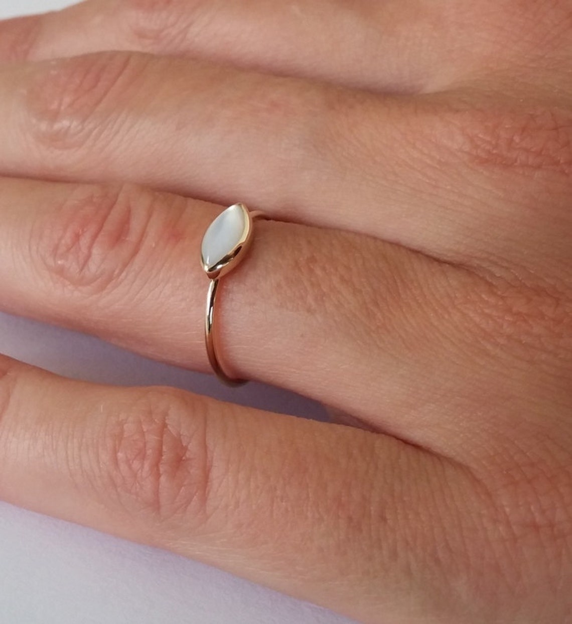 Mother of pearl Ring Engagement Ring 14 kt Gold Ring Simple Etsy