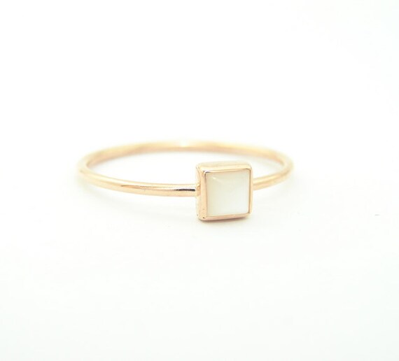 Square mother sale of pearl ring