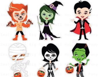 Clipart Halloween, Clipart, Wydrukowalne Wycinanki, Halloween Dzieci Clipart, Clipart Dzieci, Halloween Clipart- Natychmiastowe pobranie do druku PDF