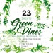 Digital Green Vines Clip Art. Green Laurel Wreath and Leaves Clipart. Vine Frames and Borders for Wedding, Cards - Dainty Green Vines