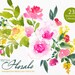 Digital Clipart- Watercolor Flower Clipart, peonies Clip art, Floral Bouquet Clipart, wedding flowers clip art- Fresh Florals Elements