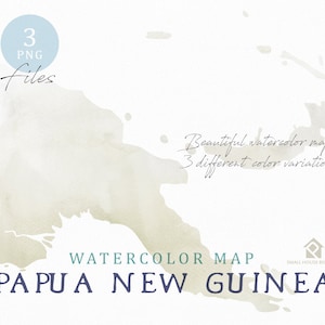 Papua Neuguinea Karte, Aquarell Karte, Instant Download, digitale Karte, Karte Clipart, Wandkunst, Farbe Karte ClipArt, benutzerdefinierte Karte, Aquarell Karte
