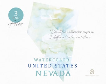 Nevada Map, Watercolor Map, Digital Map, Map Clipart, Wall Art, Color Map Clip Art, Custom Map, Watercolor Map