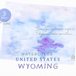 Carte de Wyoming, aquarelle carte, carte numérique, carte Clipart, Art mural, Clip Art en couleur carte, carte personnalisée, Carte Aquarelle