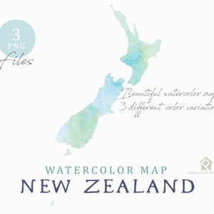 Kaart van Nieuw-Zeeland, aquarel kaart, Instant Download, digitale kaart, kaart Clipart, kunst aan de muur, illustraties in kleur kaart, aangepaste kaart, aquarel kaart