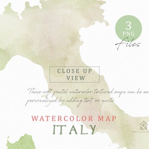 Italy Map, Watercolor Map, Instant Download, Digital Map, Map Clipart, Wall Art, Color Map Clip Art, Custom Map, Watercolor Map image 4